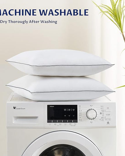 Homemate Bed Pillows for Sleeping - Queen Size(20"x28") Set of 4 Pillows Allergy Friendly Microfiber Shell Fluffy Down Alternative Filling Breathable Pillow Suitable Back Stomach or Side Sleepers - LeafyLoom