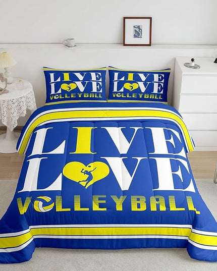 Feelyou Kids Volleyball Comforter Set King Size Sports Game Bedding Set for Boys Girls Teens Bedroom Decor Volleyball Player Comforter Women Men Sports Theme Duvet Set with 2 Pillow Case - LeafyLoom