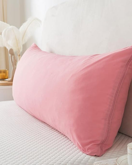 WhatsBedding Memory Foam Body Pillow with Breathable Zippered Cotton Cover, Full Body Pillow for Adults, Long Pillow for Sleeping, Firm Body Pillow Breathable Fluffy Supportive - Foggy Pink - LeafyLoom