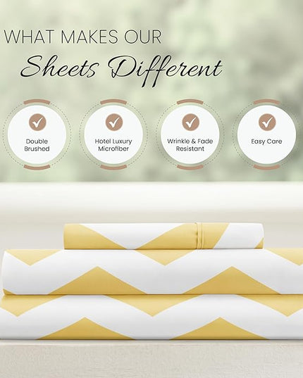 Linen Market 3 Piece Twin Bedding Sheet Set (Yellow Arrow) - Sleep Better Than Ever with These Ultra-Soft & Cooling Bed Sheets for Your Twin Size Bed - Deep Pocket Fits 16" Mattress - LeafyLoom