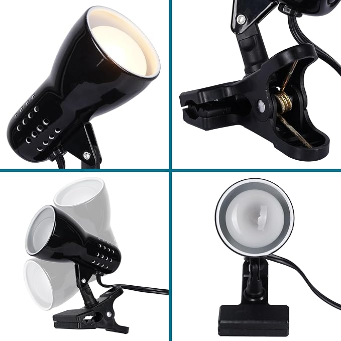 Catalina Lighting 24290-000 Adjustable LED Mini Clip Reading Lamp, Multipurpose Clip Lamp for Office, Dorm, or Bedroom, Smart Home Compatible, LED Bulb Included, 5", Black - LeafyLoom