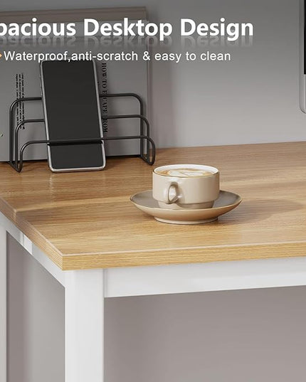 sogesfurniture Computer Office Desk Computer Table with BIFMA Certification Sturdy Office Desk Writing Desk,Teak&Black,BHUS-AC3BW-8040 - LeafyLoom