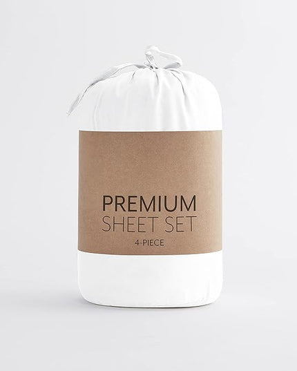 Linen Market Bed Sheets for Queen Size Bed (White) - Sleep Better Than Ever with These Soft and Cooling Queen Sheets - Deep Pocket Fits 16" Thick Beds - 4 Piece Queen Sheet Set - LeafyLoom