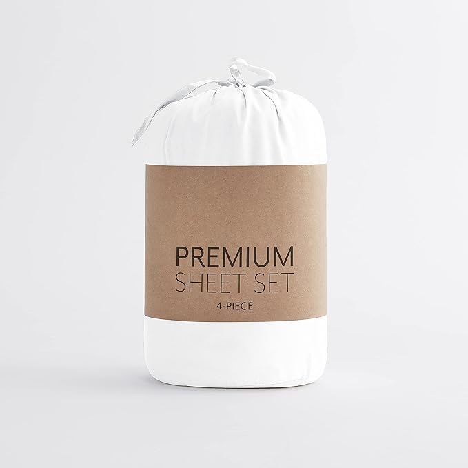 Linen Market Bed Sheets for Queen Size Bed (White) - Sleep Better Than Ever with These Soft and Cooling Queen Sheets - Deep Pocket Fits 16" Thick Beds - 4 Piece Queen Sheet Set - LeafyLoom
