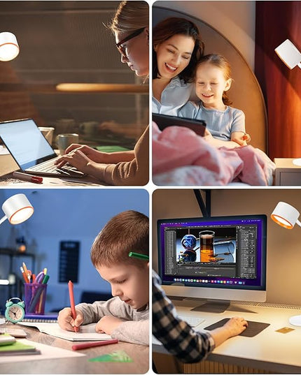 LED Desk Lamp, 1200LM for Home Office, Fully Dimmable Bedside Reading Lamp with USB C + A Charging Ports, 5 Colors, 12W Gooseneck Lamp, Metal Small Table Lamps for Bedroom Living Room White - LeafyLoom