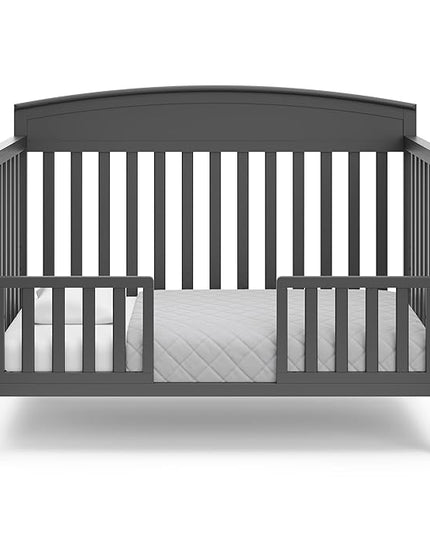 Graco Benton 5-in-1 Convertible Crib (Gray) – GREENGUARD Gold Certified, Converts from Baby Crib to Toddler Bed, Daybed and Full-Size Bed, Fits Standard Full-Size Crib Mattress - LeafyLoom
