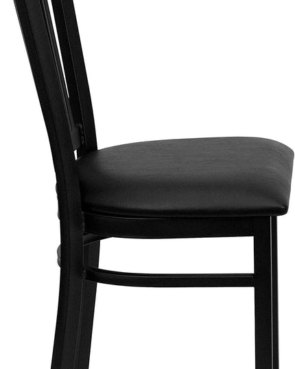 Flash Furniture Hercules Series Vertical Back Metal Restaurant Chairs, Upholstered Armless Dining Chairs for Restaurants/Kitchens, Set of 2, Black - LeafyLoom