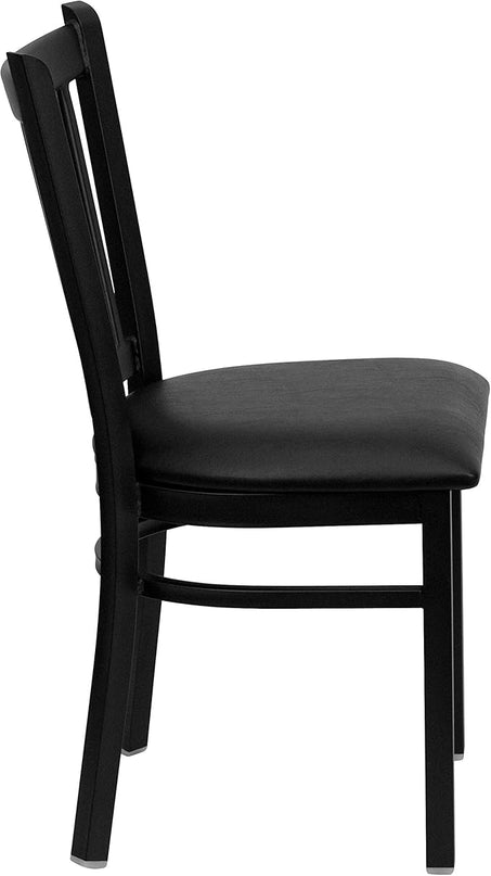 Flash Furniture Hercules Series Vertical Back Metal Restaurant Chairs, Upholstered Armless Dining Chairs for Restaurants/Kitchens, Set of 2, Black - LeafyLoom