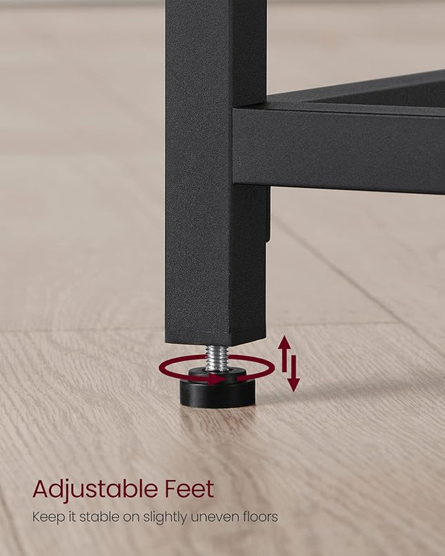 VASAGLE Computer Desk, Gaming Desk, Home Office Desk, for Small Spaces, 19.7 x 39.4 x 29.5 Inches, Industrial Style, Metal Frame, Black with Wood Grain ULWD041B56 - LeafyLoom