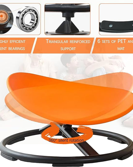 Autism Kids Swivel Chair,Sensory Spinning Chair for Kids,Toddler Spinner seat Carousel Spin Sensory Chair for Kids,Training Body Coordination,Metal Base Non Slip Safer (Orange) - LeafyLoom