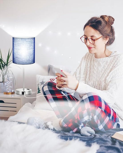 𝟮𝟬𝟮𝟯 𝗡𝗘𝗪 Set of 2 Touch Control Table Lamps with 2 USB & AC Outlet, 3-Way Dimmable Bedside Nightstand Lamps for Bedroom Living Room Nursery, 800 Lumens 5000K Daylight Bulbs Included - LeafyLoom