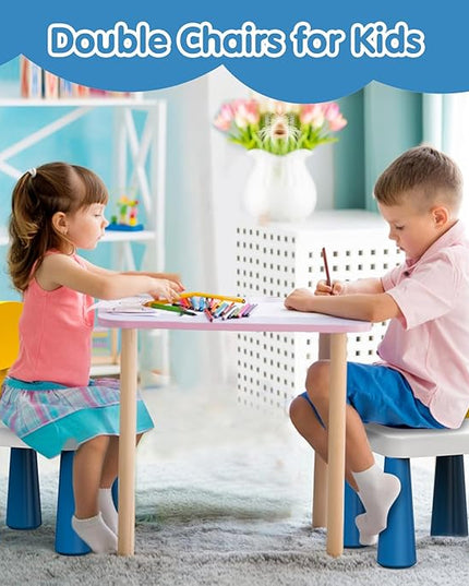 Arscniek 2Pcs Plastic Toddler Chair, Lightweight and Sturdy Kids Chair, 17" Height Little Seat Chairs for Home, Kindergarten, Playroom, Lawn, Beach, Indoor or Outdoor Use for Girls Boys Age 3-7 (Blue) - LeafyLoom