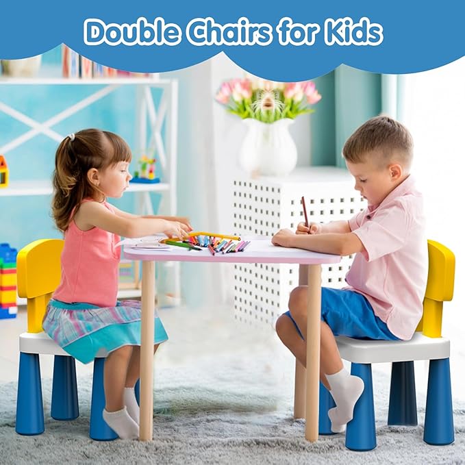 Arscniek 2Pcs Plastic Toddler Chair, Lightweight and Sturdy Kids Chair, 17" Height Little Seat Chairs for Home, Kindergarten, Playroom, Lawn, Beach, Indoor or Outdoor Use for Girls Boys Age 3-7 (Blue) - LeafyLoom