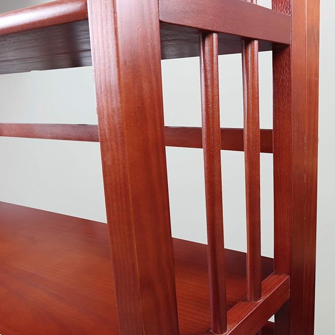 Casual Home 3-Shelf 27.5" Wide Folding Stackable Bookcase, Mahogany (New) - LeafyLoom