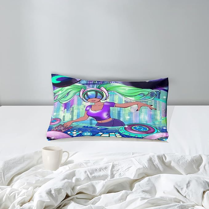 Black Girl Comforter Sets for Girls Twin Comforter Set for Girls Teen Comforter Sets for Girls Adults Twin Pretty African American DJ Girl Pattern Twin Bedding Comforter Set with 1 Pillowcase - LeafyLoom