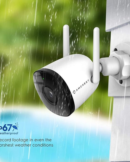 Amcrest SmartHome 4MP Outdoor WiFi Camera Bullet 4MP Outdoor Security Camera, 98ft Night Vision, Built-in Mic, 106° FOV, 2.8mm Lens, MicroSD Storage (Sold Separately), ASH43-W (White) Amcrest