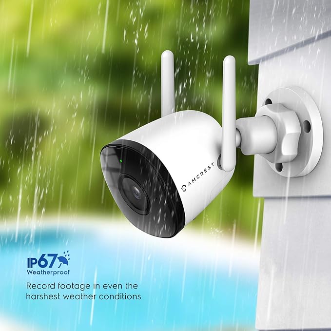 Amcrest SmartHome 4MP Outdoor WiFi Camera Bullet 4MP Outdoor Security Camera, 98ft Night Vision, Built-in Mic, 106° FOV, 2.8mm Lens, MicroSD Storage (Sold Separately), ASH43-W (White) Amcrest