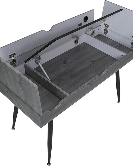 Calico Designs Nook Modern Office, Laptop, Writing Desk with Storage Compartments, Black/Greywash - LeafyLoom