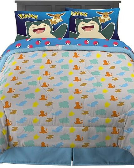 Franco Kids Bedding Super Soft Comforter and Sheet Set, 5 Piece Full Size, Pokemon - LeafyLoom