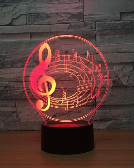 Music Note Shaped 3D Optical Illusion Lamp 7 Colors Change Timing Remote Control and Touch Button LED Table Desk Lamp for Home Bedroom Decoration - LeafyLoom