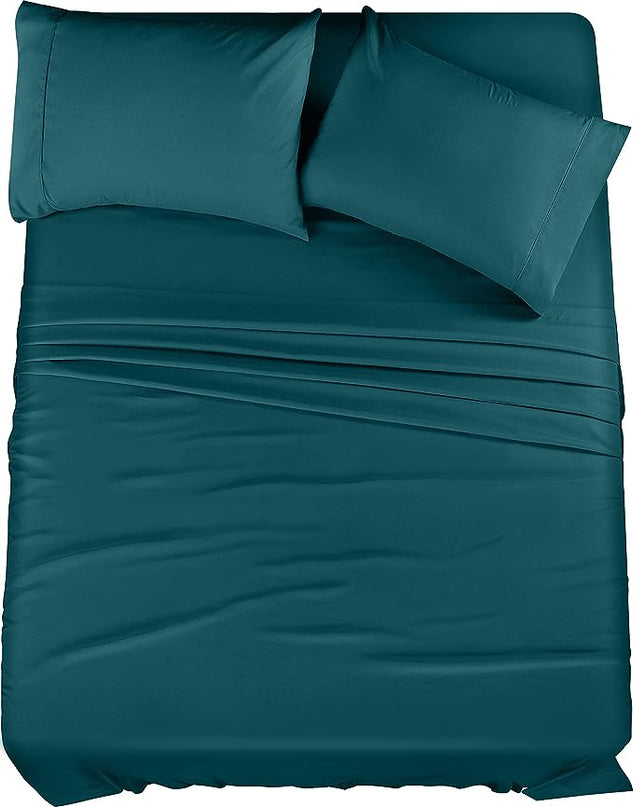 Utopia Bedding King Bed Sheets Set - 4 Piece Bedding - Brushed Microfiber - Shrinkage and Fade Resistant - Easy Care (King, Teal) - LeafyLoom