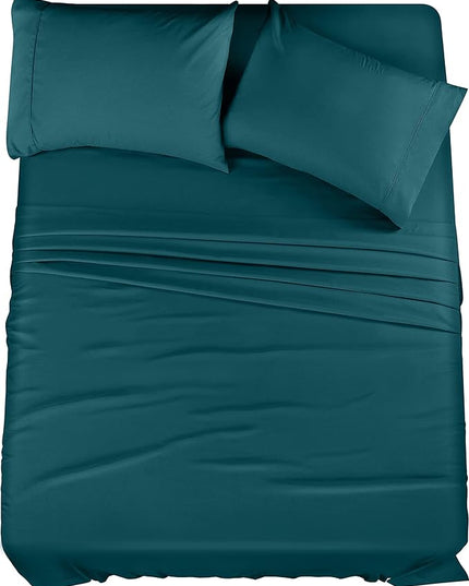 Utopia Bedding Queen Bed Sheets Set - 4 Piece Bedding - Brushed Microfiber - Shrinkage and Fade Resistant - Easy Care (Queen, Teal) - LeafyLoom