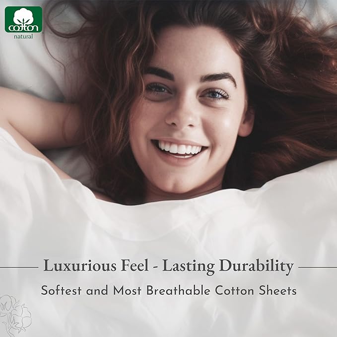 California Design Den Lodge Sheets Printed Set, Full Size Sheets Set Cotton, 400 Thread Count, 100% Cotton Sateen 4 Pc Deep Pocket Full Sheets & Pillowcase Set - Lodge Camp - LeafyLoom