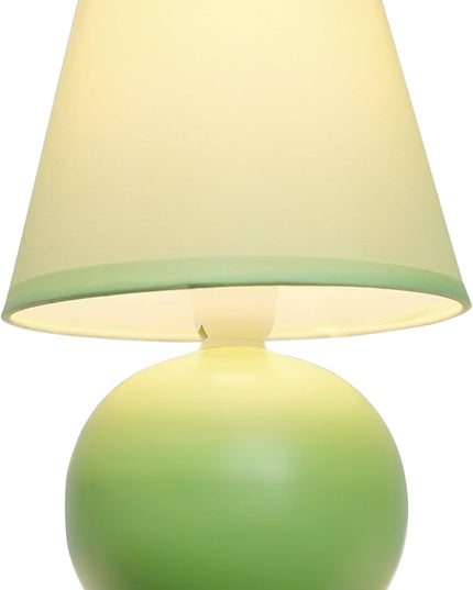 Simple Designs LT2008-GRN Mini Ceramic Globe Matching Fabric Shade Table Lamp, Green - LeafyLoom