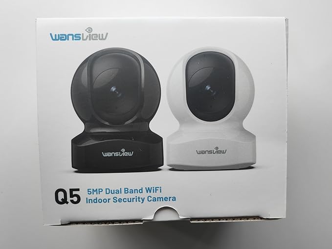 wansview Security Camera, IP Camera, WiFi Home Indoor Camera for Baby/Pet/Nanny, 2 Way Audio Night Vision, Compatible with Alexa, with TF Card Slot and Cloud, Q5 (Black, 5MP) Wansview