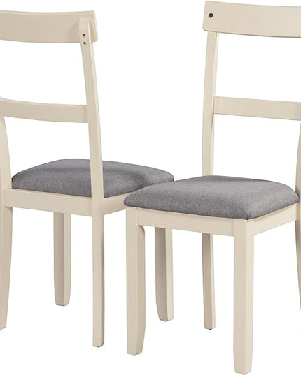 5 Piece Set Industrial Wooden Kitchen Table and 4 Chairs for Dining Room, Brown+Cottage White - LeafyLoom