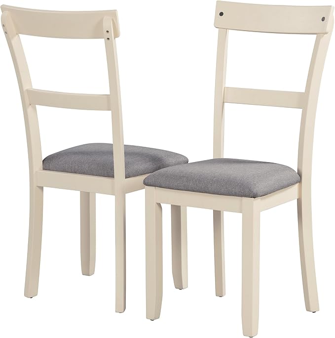 5 Piece Set Industrial Wooden Kitchen Table and 4 Chairs for Dining Room, Brown+Cottage White - LeafyLoom