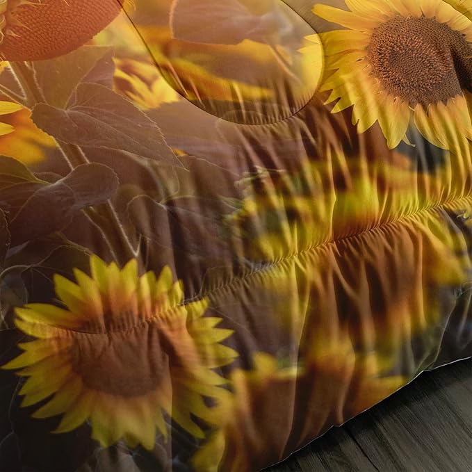 Horse Comforter Full Size,Sunflower Horse Comforter Set for Kids Teens Girls Boys,3Pcs Bedding Set Printed Comforter with 2 Pillowcases,Soft and Lightweight，Full Size - LeafyLoom