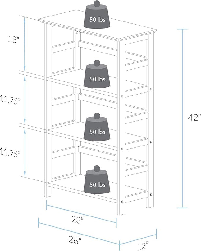Casual Home Soho Manhattan 4-Shelf Bookcase 26 Wide - Espresso, 304-44 - LeafyLoom
