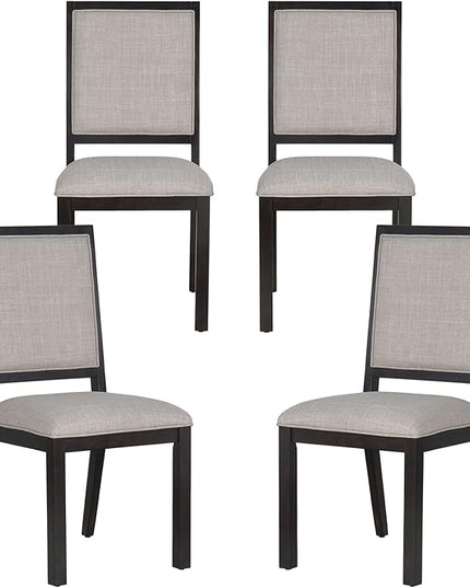 COLAMY Wood Dining Chairs Set of 4, Mid Century Modern Upholstered Kitchen Chairs,19 Inch Fabric Dining Chair with Back for Kitchen Dining Room,Brown - LeafyLoom