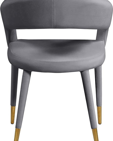 Meridian Furniture Destiny Collection Modern | Contemporary Velvet Upholstered Rounded Back Dining Chair, 23" W x 23" D x 31.5" H, Grey - LeafyLoom