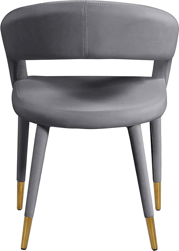 Meridian Furniture Destiny Collection Modern | Contemporary Velvet Upholstered Rounded Back Dining Chair, 23" W x 23" D x 31.5" H, Grey - LeafyLoom