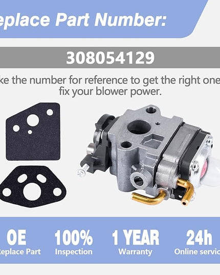 Carburetor Kits Fits for Ryobi RY38BP 38cc Backpack Blower Replaces 308054129 - LeafyLoom