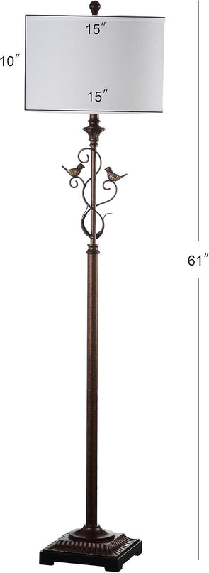 SAFAVIEH Lighting Collection Birdsong Traditional Rustic Farmhouse Oil-Rubbed Bronze 61-inch Living Room Bedroom Home Office Standing Floor Lamp (LED Bulb Included) - LeafyLoom