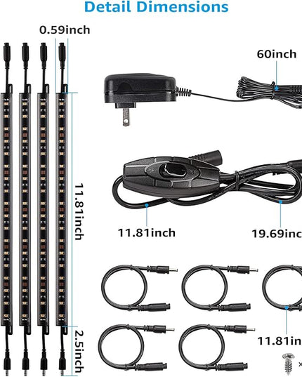 TORCHSTAR LED Safe Lighting Kit, (6) 12 Inch Linkable Light Bars + Rocker Switch + UL Power Adapter, 900LM, Input 100-240V, for Under Cabinet Gun Safe Locker Closet Showcase, 3000K Warm White TORCHSTAR