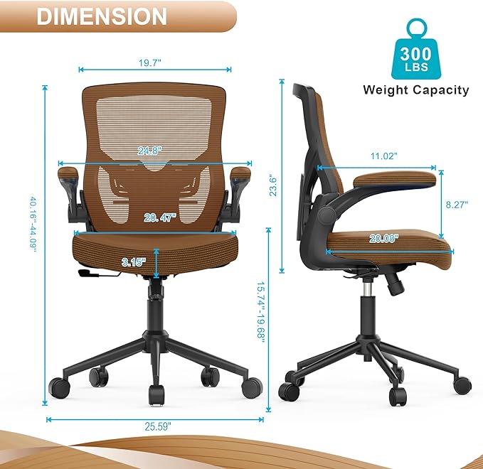 Office Chair, High Back Desk Chair Adjustable Height and Ergonomic Design Home Office Computer Chair Executive Lumbar Support Padded Flip-up Armrest - LeafyLoom