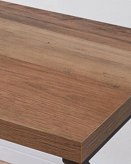 HSH Minimalist PC Desk, Industrial Home Office Desk, Sturdy Wood and Metal Desk, Rustic Vintage Oak 55 Inch Work Study Writing Desks Computer Table for Living Room Bedroom - LeafyLoom