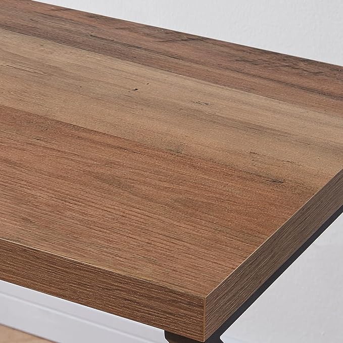 HSH Minimalist PC Desk, Industrial Home Office Desk, Sturdy Wood and Metal Desk, Rustic Vintage Oak 55 Inch Work Study Writing Desks Computer Table for Living Room Bedroom - LeafyLoom