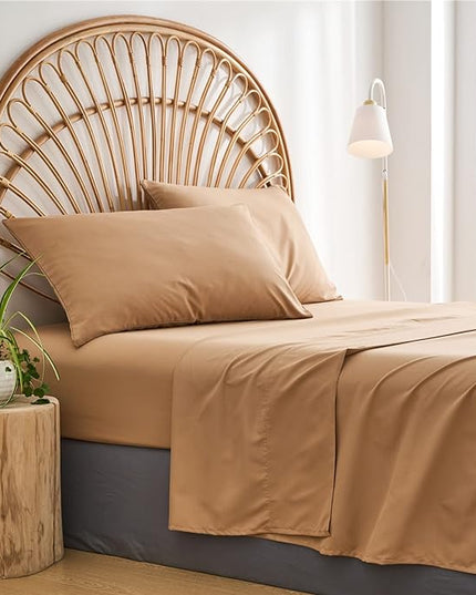 KAKIJUMN Khaki Tufted Comforter Set King Size 7 Piece Bed in a Bag, Shabby Chic Boho Comforter and Sheet Set, Pom Pom Textured Bed Set, All Season Soft Microfiber Complete Bedding Set(Khaki,King) - LeafyLoom