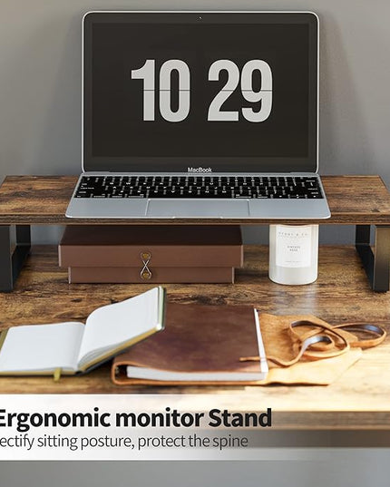 BANTI L Shaped Desk with Storage, 59 Inch Reversible Corner Computer Desk or 2 Person Long Table Desk, Home Office Large Gaming Writing Storage Workstation with Monitor Stand, Rustic Brown - LeafyLoom