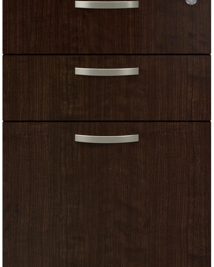 Bush Business Furniture Office in an Hour 3 Rolling File Cabinet | Mobile Under Desk Drawers for Letter, Legal, and A4-size Document Storage, Mocha Cherry - LeafyLoom