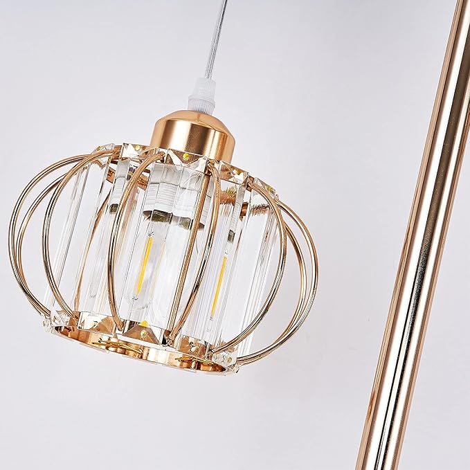 Hsyile KU300259 Industrial Style Crystal Tree Floor Lamp for Living Room,Bedroom,Office,Golden Floor Light,3 Lights - LeafyLoom