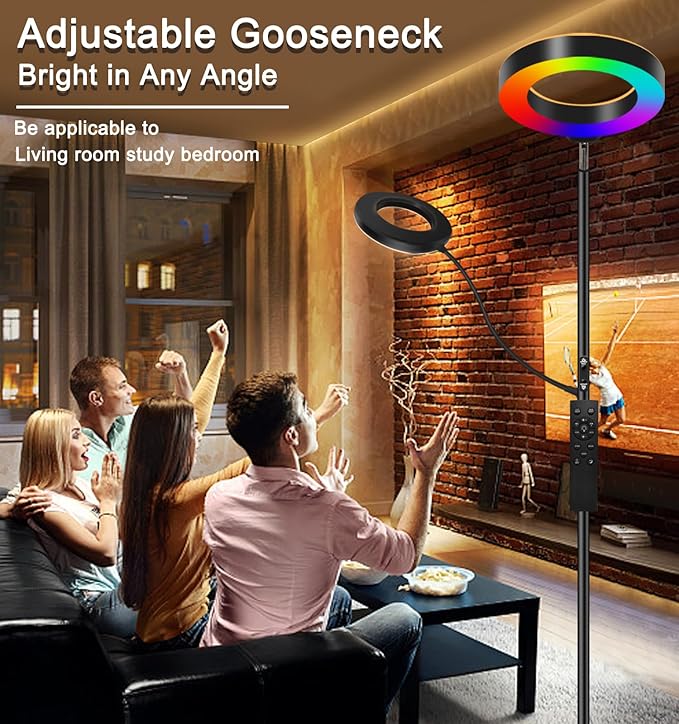 RGB Multicolour Modern Floor lamp Reading lamp Standing Sofa Lamps Lighting 7 Colors Changing Smart WiFi APP Remote Control for Bedroom Living Room Gaming Reading Learning Live Stream - LeafyLoom