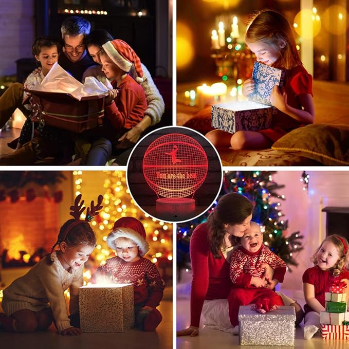 Goodking Basketball 3D Night Lights with Remote & Smart Touch, 7 Colors + 16 Colors Changing Bedside Lamp Birthday Christmas Gift for Sport Fan Boys Girls - LeafyLoom