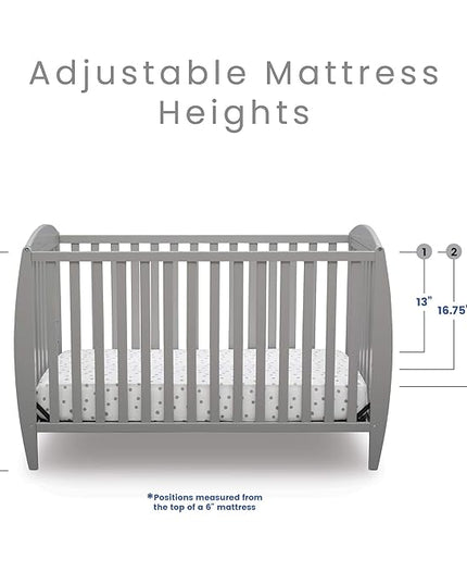 Delta Children Taylor 4-in-1 Convertible Baby Crib, Easy to Assemble, Sustainable New Zealand Wood, Grey - LeafyLoom