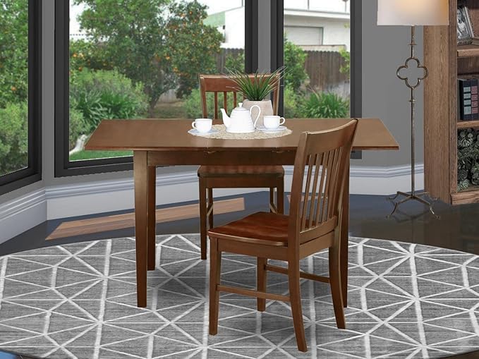 East West Furniture Norfolk 3 Piece Room Furniture Set Contains a Rectangle Kitchen Table with Butterfly Leaf and 2 Dining Chairs, 32x54 Inch, NOFK3-MAH-W - LeafyLoom